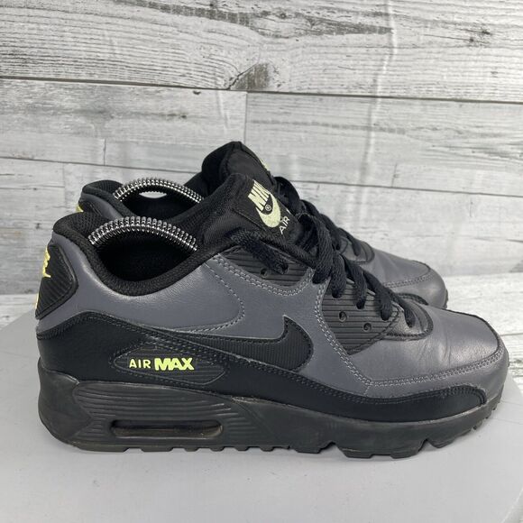 Nike Air Max 90 GS Black Volt Leather GS Boys/Mens sz 7 Women’s 8  833412-032 - Picture 4 of 11